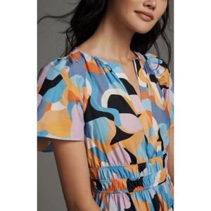 Anthropologie Somerset Maxi Dress XL Tiered Multicolor Abstract Colorful Boho